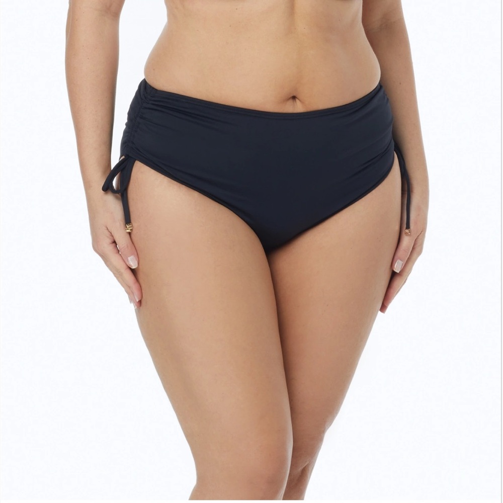 🔴 CLEARANCE🔖 MICHAEL KORS👙 BLACK RUNCHED MODERATE COVERAGE BIKINI BOTTOMS 20W